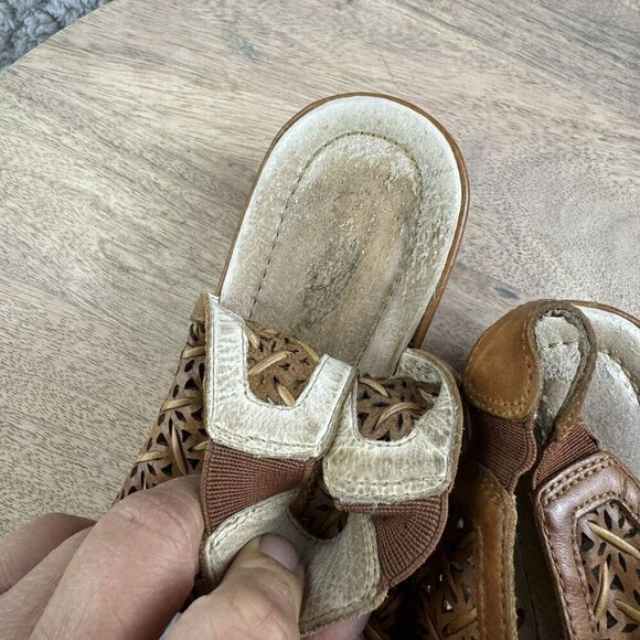Pikolinos Leather Woven Slip-On Heel mule Sandals Size 41 10.5 / 11 Light Brown - Picture 8 of 15